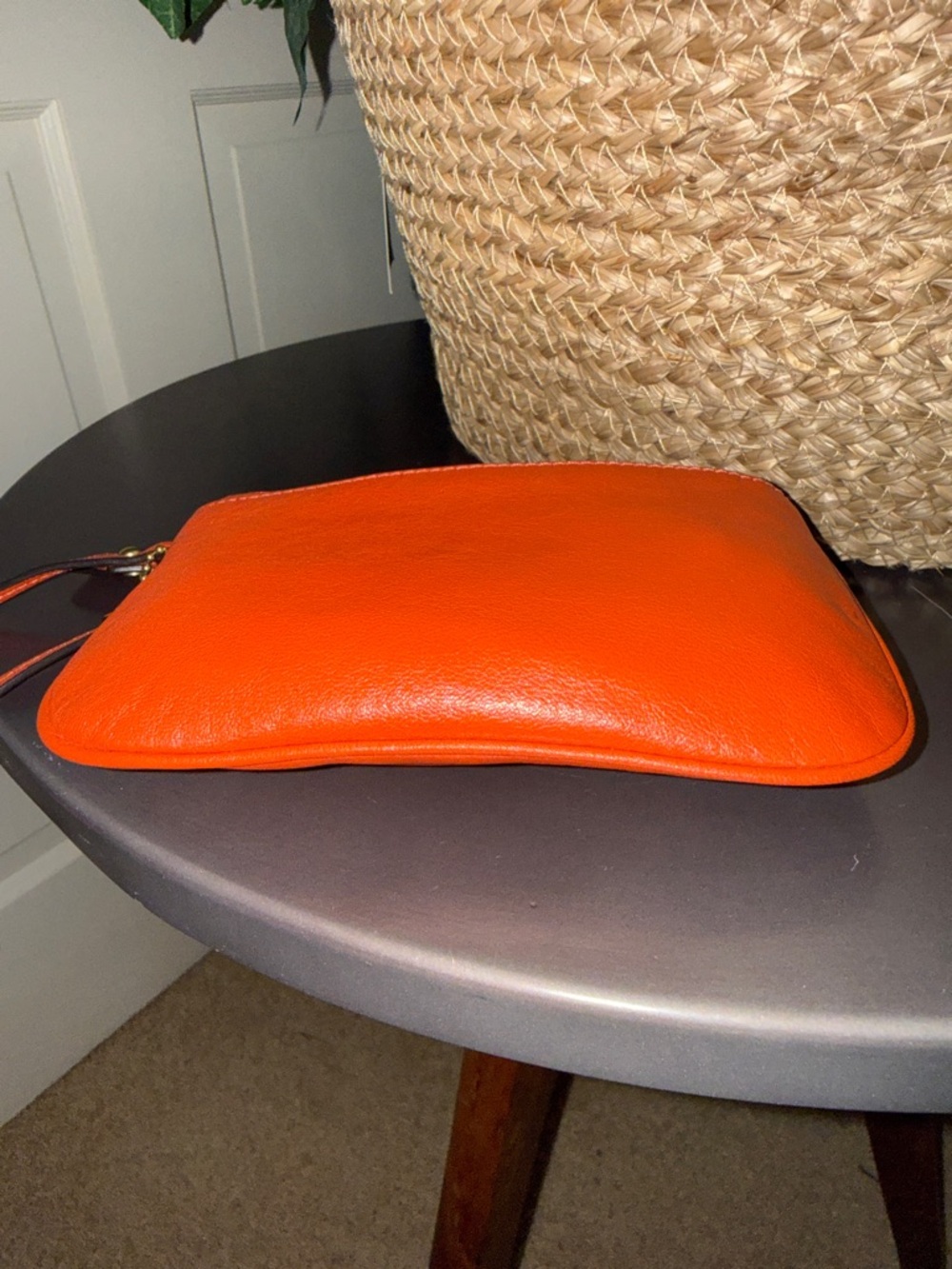 Coach Women's Orange Leather Wristlet Clutch - Picture 5 of 6
